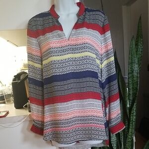 🌺0012🤙Vince Camuto Multicolor Striped Blouse🌸CASE#AEL4G